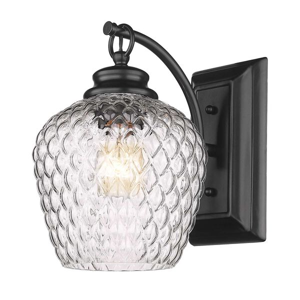 Adeline Matte Black One-Light Wall Sconce with Clear Glass, image 1